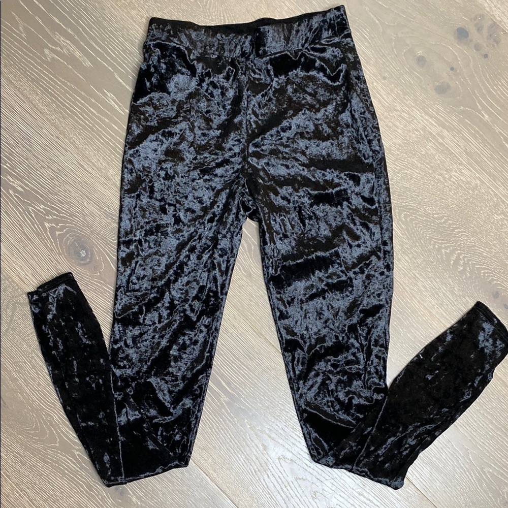 Fashion Nova Black Crushed Velvet Leggings